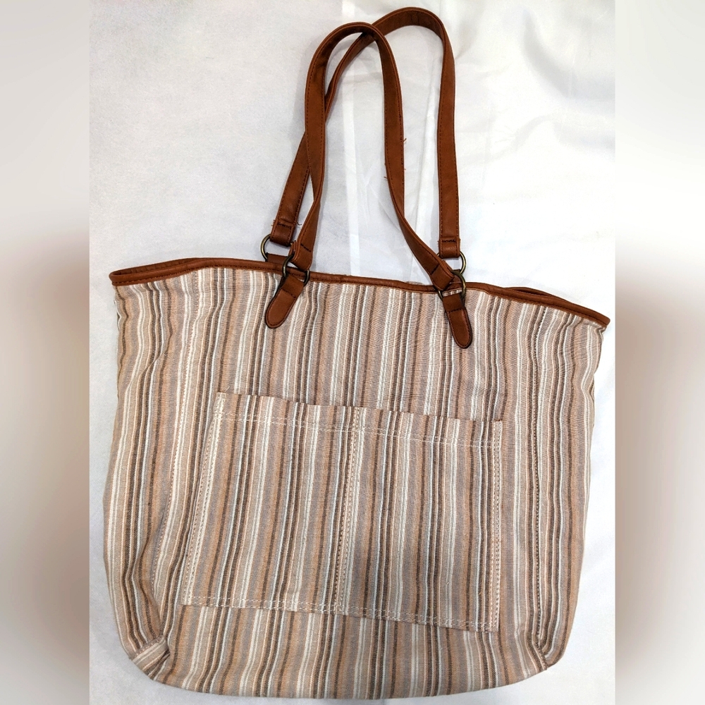 Maurices Natural Striped Tote Bag